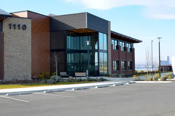 A two-storey commercial office building